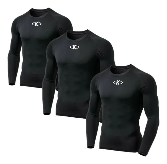 Imagen de Camiseta Térmica Larga Lycra Knex Sport X 3 Unidades - Negro - XL