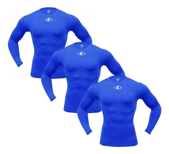 Imagen de Camiseta Térmica Larga Lycra Knex Sport X 3 Unidades - Azul - XXS
