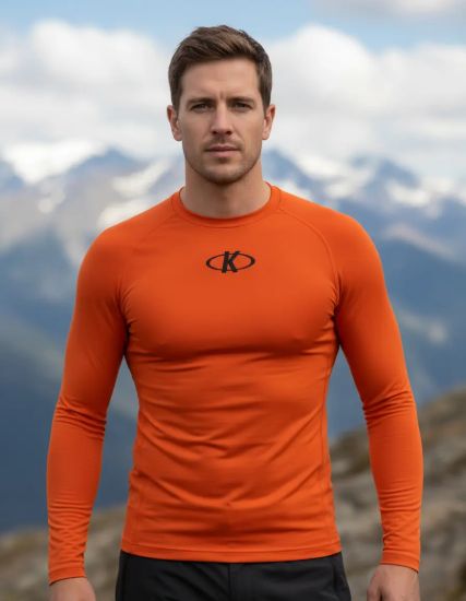 Imagen de Camiseta Térmica Larga Knex Sport Adulto Hombre + Accesorios - Naranja - S