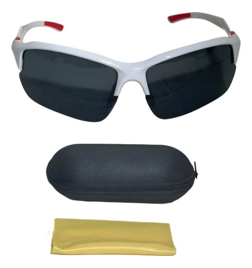 Imagen de Lentes De Ciclismo Deporte  Uv Unisex + Estuche - Blanco - Rojo