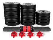 Imagen de Set 2 Mancuernas + Barra 3 En 1  50 Kgs Dmstore Negro