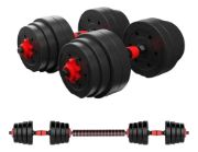 Imagen de Set 2 Mancuernas + Barra 3 En 1  50 Kgs Dmstore Negro