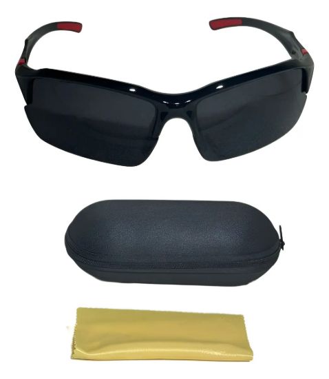 Imagen de Lentes De Ciclismo Deporte  Uv Unisex + Estuche - Negro - Rojo