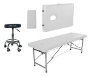 Imagen de Camilla Para Masajes Plegable + Silla Banqueta Giratoria