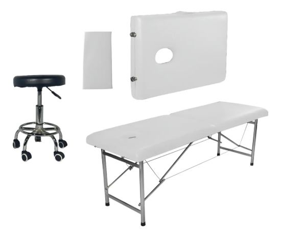 Imagen de Camilla Para Masajes Plegable + Silla Banqueta Giratoria