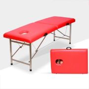 Imagen de Camilla Para Masajes Plegable + Silla Banqueta Giratoria - Rojo