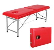 Imagen de Camilla Para Masajes Plegable + Silla Banqueta Giratoria - Rojo