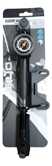 Imagen de Inflador De Mano Mini Aluminio C/ Manómetro 120 Psi Negro
