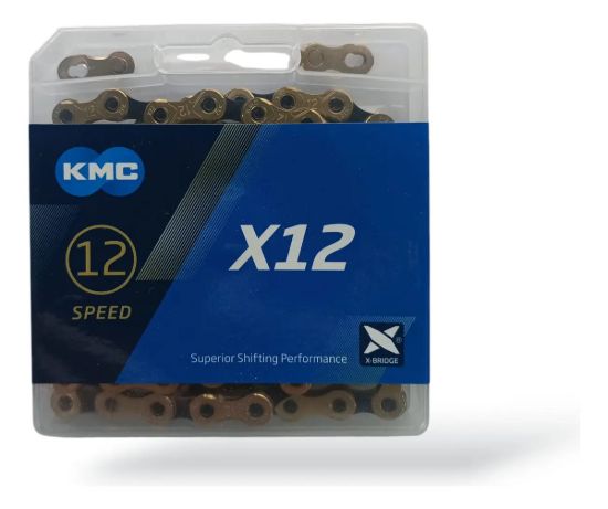Imagen de Excelente Cadena 12 Velocidades Dorada Y Negra Kmc Dorado Y Negro