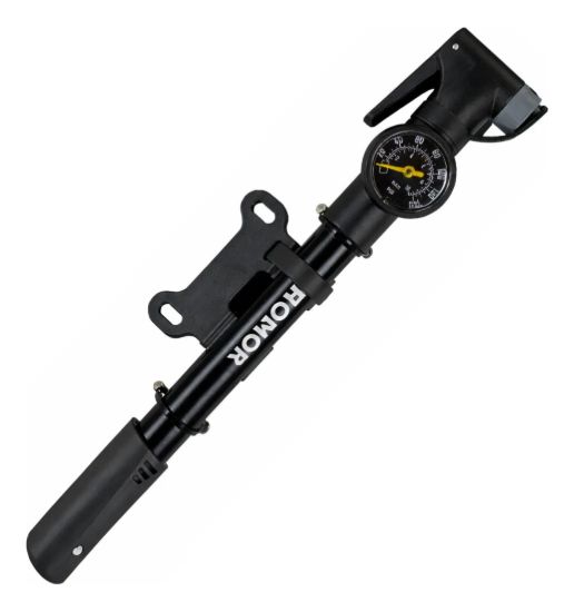 Imagen de Inflador De Mano Mini Aluminio C/ Manómetro 100 Psi Honor Negro