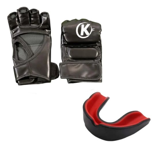 Imagen de Guante Mma Vale Todo + Bucal Pro M Negro/rojo