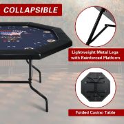 Imagen de Mesa Poker Profesional Plegable 8 Personas Con Portavasos Azul