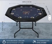 Imagen de Mesa Poker Profesional Plegable 8 Personas Con Portavasos Azul