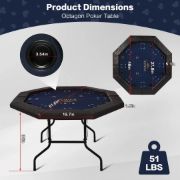 Imagen de Mesa Poker Profesional Plegable 8 Personas Con Portavasos Azul