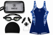Imagen de Malla Natacion Enterito Para Dama Piscina + Accesorios Broz - Azul - Lisa - M
