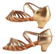 Imagen de Zapato De Baile Salsa Bachata Tango Dorado Y Plateado Dorado Oscuro 37 Uy
