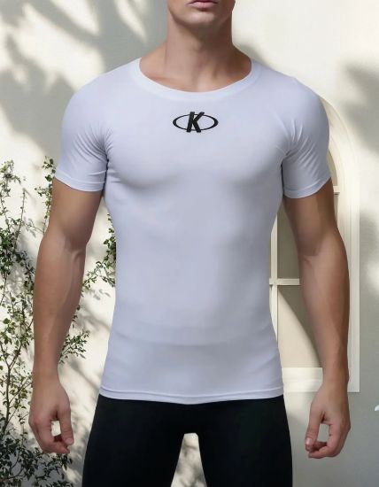Imagen de Remera Termica Corta Hombre Mujer Deportes Entrenamiento Blanco Lycra Xl