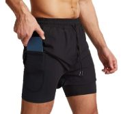 Imagen de Short + Calza Deportes Entrenamiento Fitnesss Negro Lisa 2xl