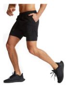 Imagen de Short + Calza Deportes Entrenamiento Fitnesss Negro Lisa 2xl