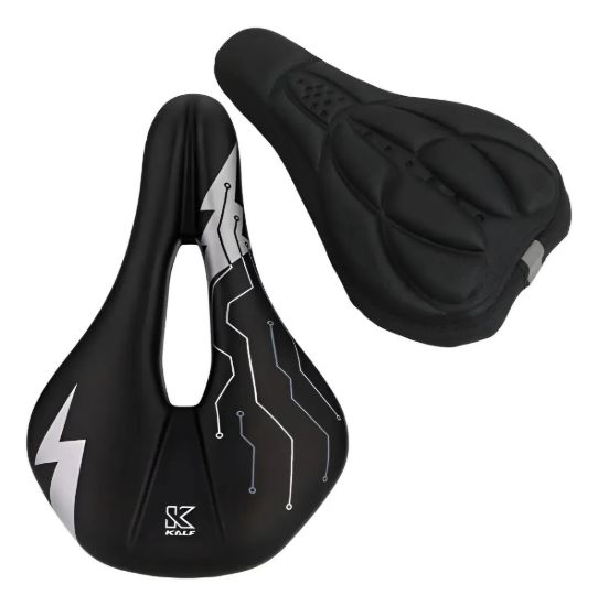 Imagen de Asiento Anti Prostatico Ciclismo + Cubre Asiento Polyfon Azul