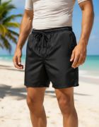 Imagen de Short De Baño Playa Caballero Hombre Con Suspensor Negro Lisa 2xl