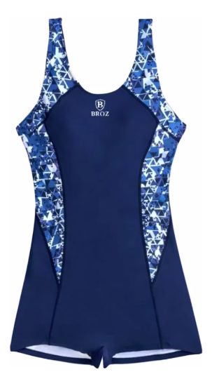 Imagen de Malla Natacion Enterito Para Dama Piscina Broz Azul Lisa Xxl