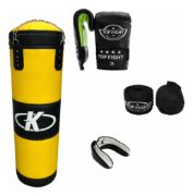 Imagen de Kit Boxeo Completo 14kg Bolsa Guantes Vendas Bucal Color Amarillo