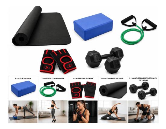Imagen de Kit Set De Entrenamiento Fitness Ejercicio N15 Negro