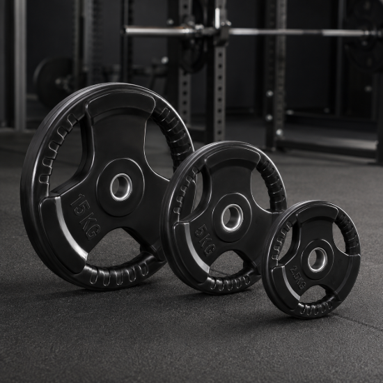 Imagen de Disco Olimpico Hierro Engomado C/agarres 10kg Negro