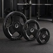 Imagen de Disco Olimpico Hierro Engomado C/agarres 20kg Negro