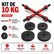 Imagen de Set 2 Mancuernas + Barra 3 En 1 10 Kgs